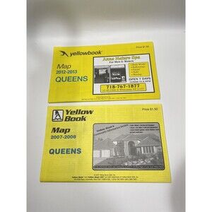 Lot Of 2 Yellow Book Map Of Queens New York 2012-2013 & 2007-2008